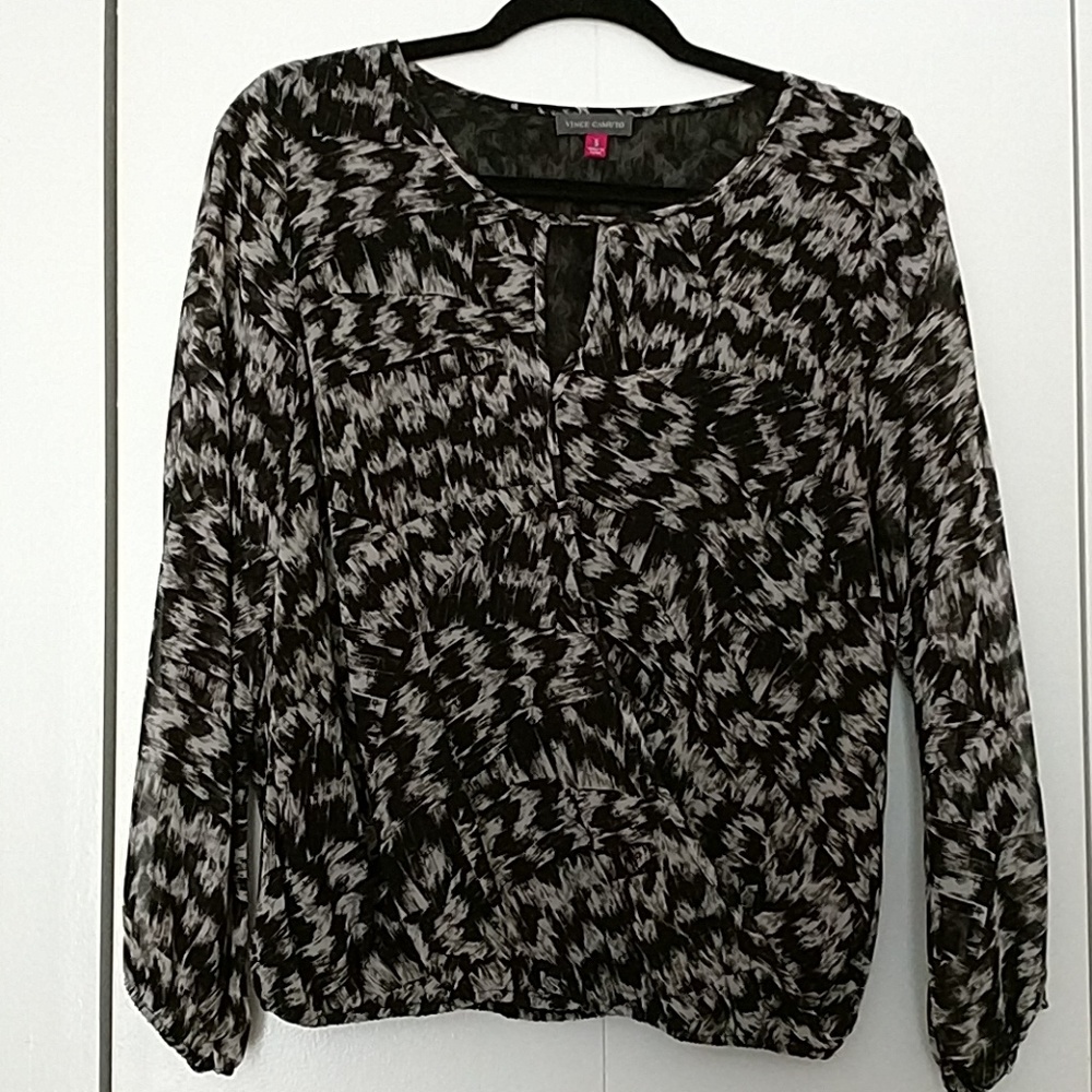 Black and Cream Crossover Blouse